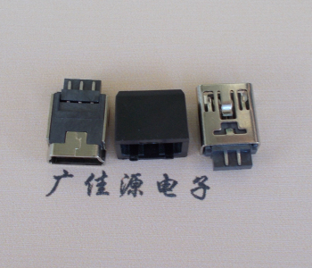 洪梅镇MINI USB 5Pin接口 带护套焊线母座 B型180度铜壳