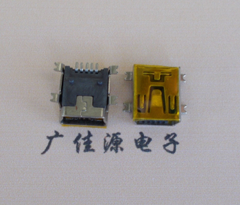 洪梅镇MINI USB 5P 接口 母座 全贴带麦拉 高9.6带0.9柱子