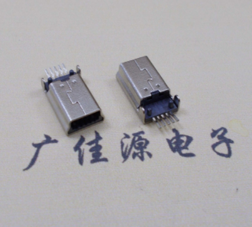 洪梅镇MINI USB公头 5pin端子贴板带柱 10.7mm体长