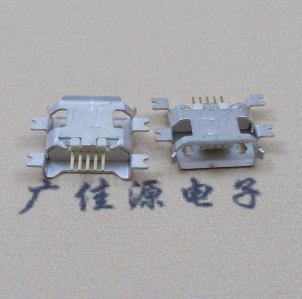 洪梅镇MICRO USB5pin接口 四脚贴片沉板母座 翻边白胶芯